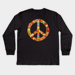 Flower Peace Sign Colorful Cool Kids Long Sleeve T-Shirt